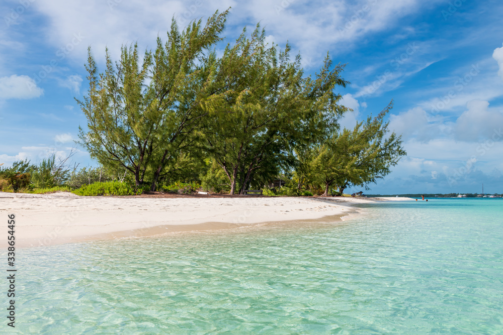 View of the tropical beach in Stock Island (Great Exuma, Bahamas) .