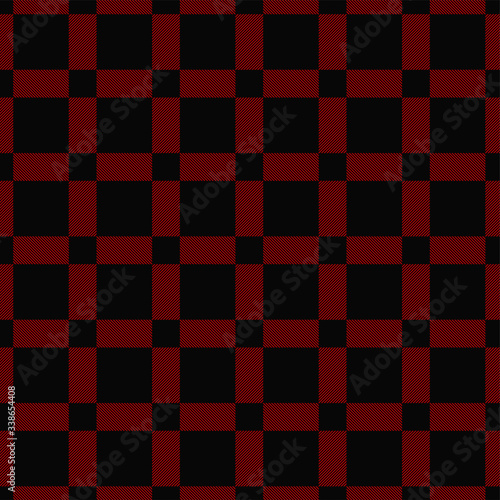 Tartan Lumberjack Plaid Red and Black Seamless Pattern