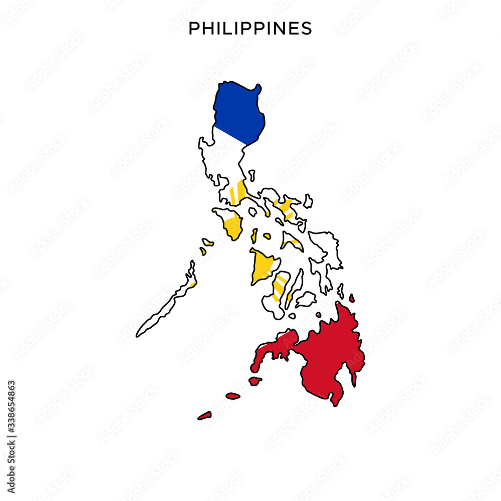 Obraz premium Map and Flag of Philippines Vector Design Template with Editable Stroke