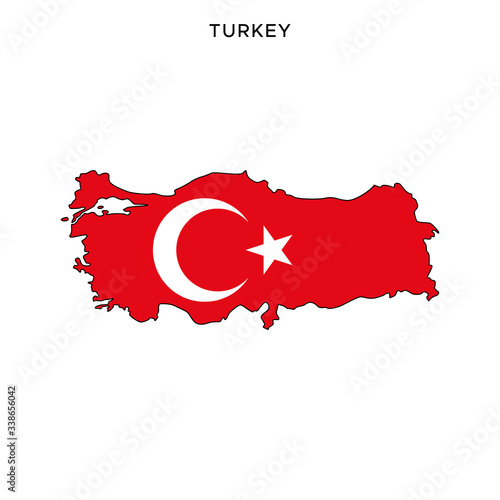 Map and Flag of Turkey Vector Design Template with Editable Stroke