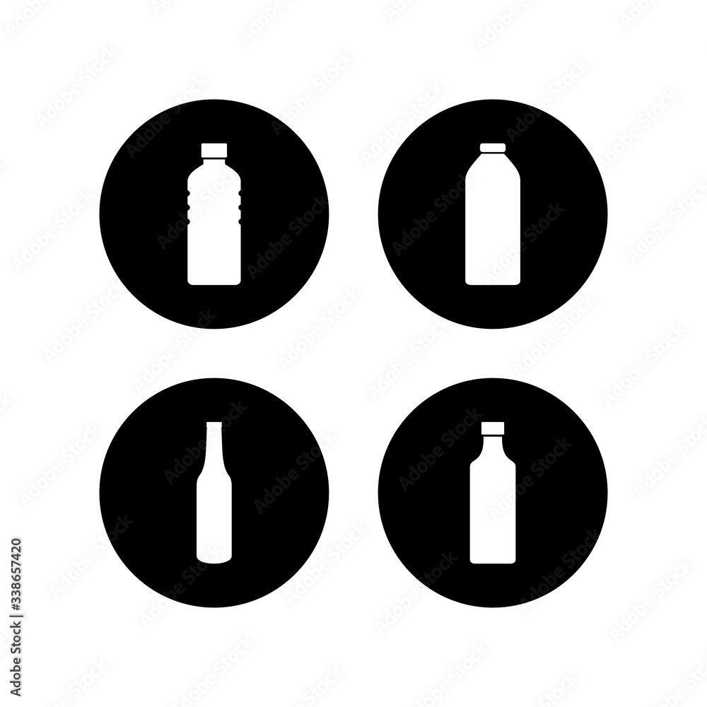 Bottle icons set. Bottle icon in trendy flat design Bottle icons set. Bottle icon in trendy flat design