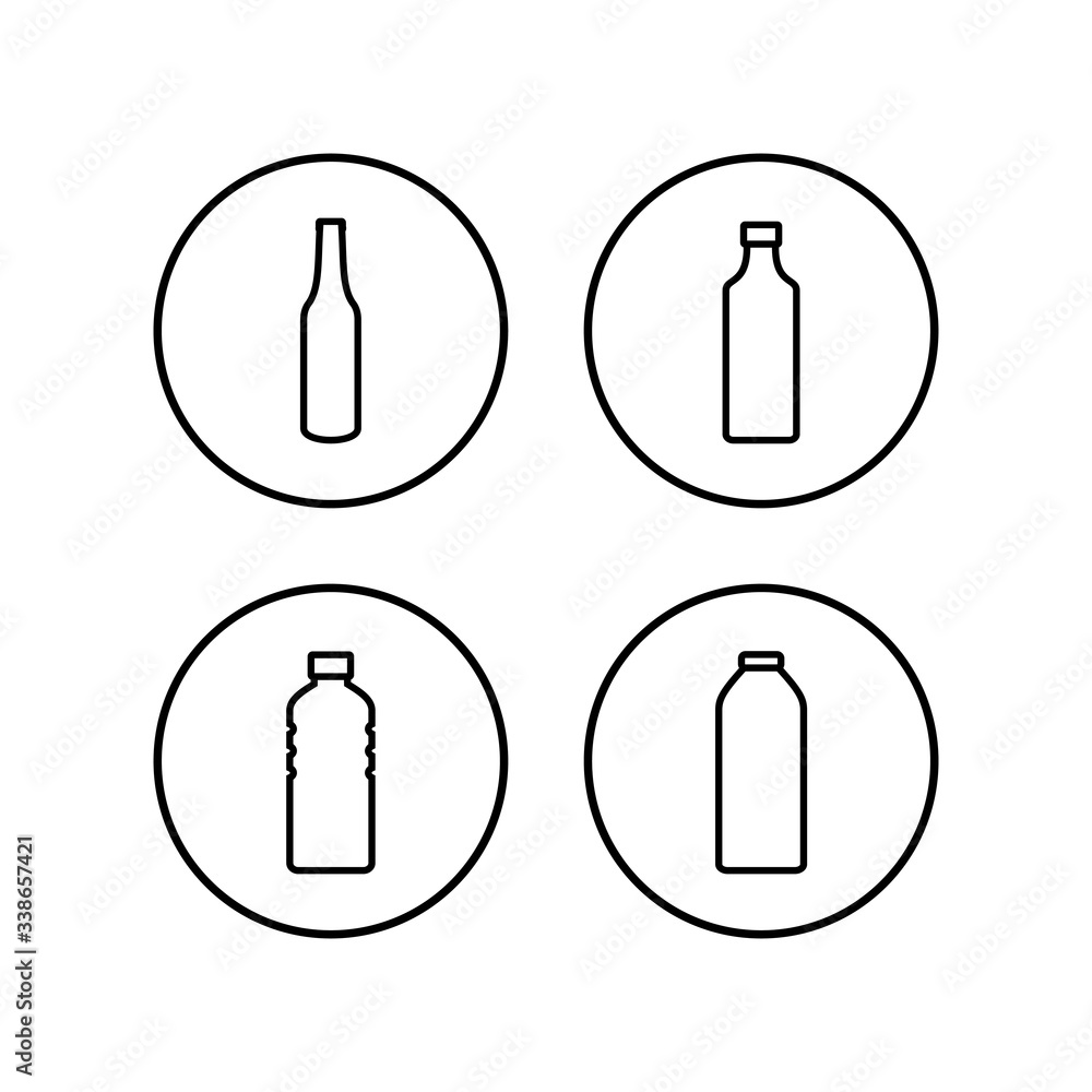 Bottle icons set. Bottle icon in trendy flat design Bottle icons set. Bottle icon in trendy flat design