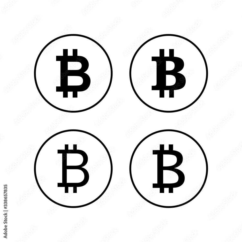Bitcoin sign icons set. Crypto currency symbol. Blockchain. Cryptocurrency Bitcoin sign icons set. Crypto currency symbol. Blockchain. Cryptocurrency