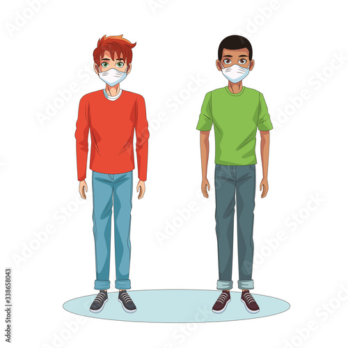 interracial men using face masks characters