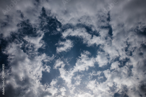 blue sky with quite a few small clouds