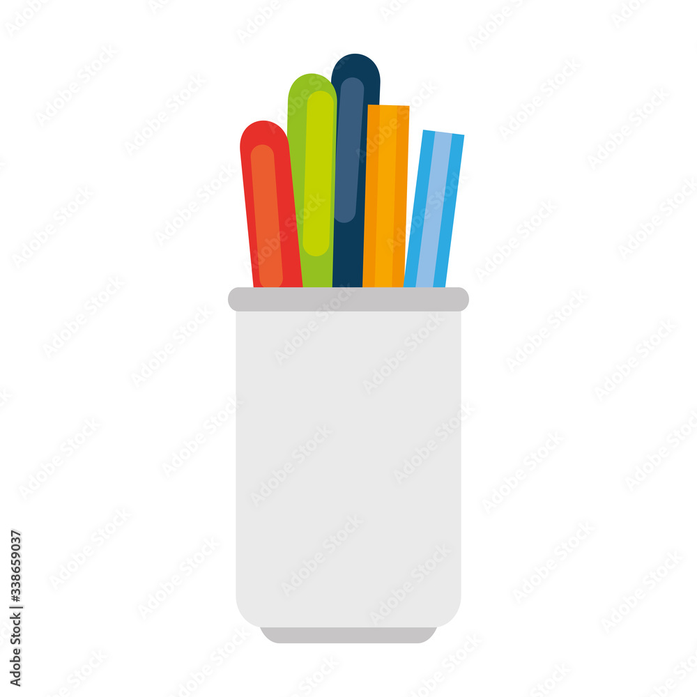 Fototapeta premium pencils in cup isolated icon vector illustration design