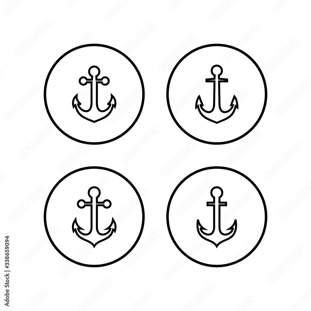 Anchor icons set. Anchor symbol logo. Anchor marine icon. Anchor icons set. Anchor symbol logo. Anchor marine icon.