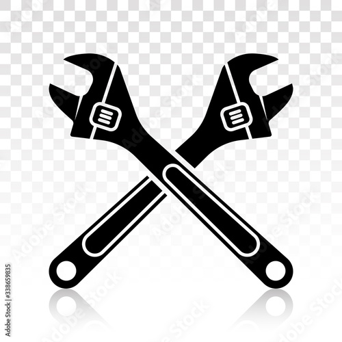 adjustable wrench vector flat icons on a transparent background.