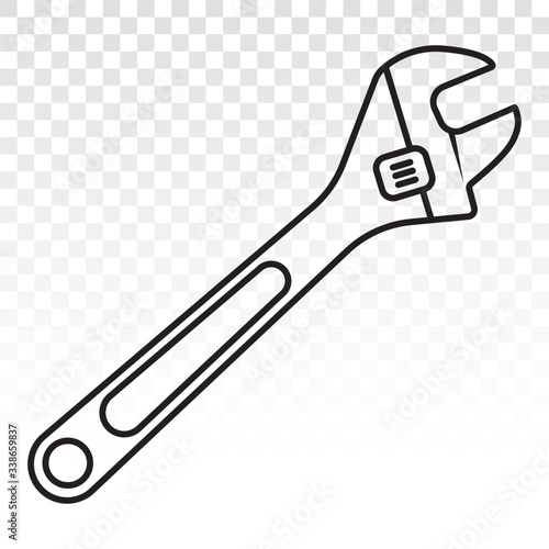 adjustable wrench vector line art icons on a transparent background.