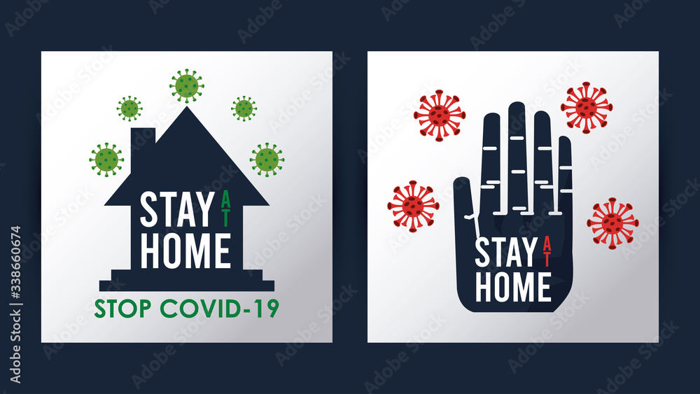 Fototapeta premium stay at home to stop the covid19 signal