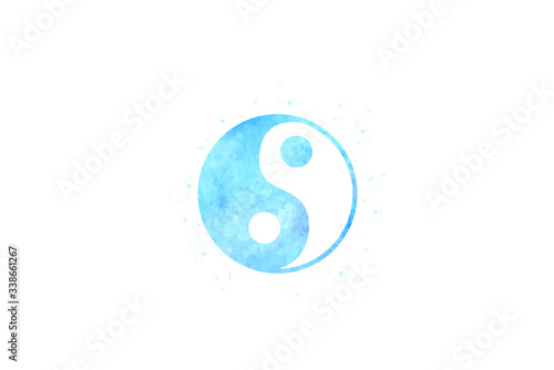Watercolor Yin and Yang Vector Symbol 