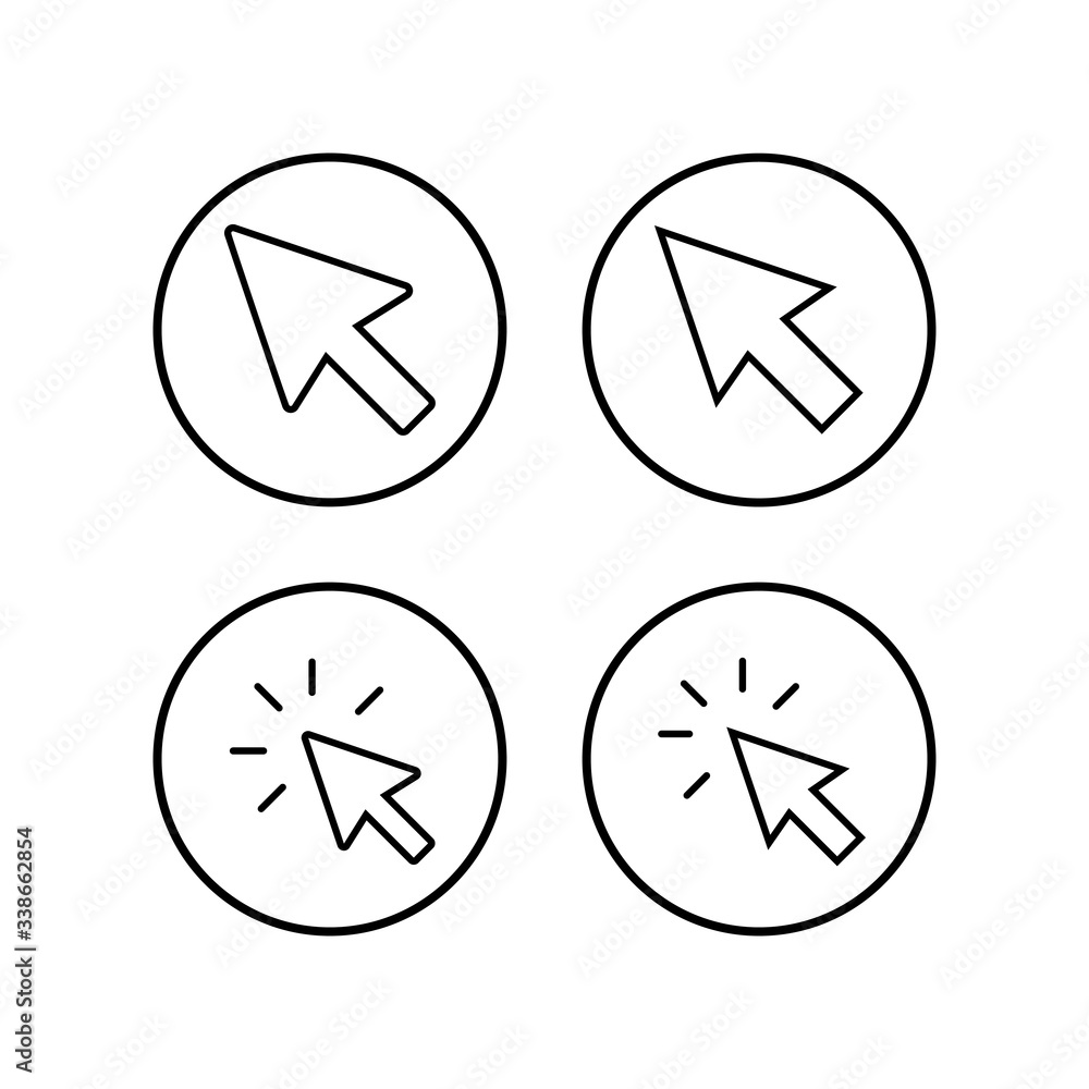 Click icons set. Cursor icon. Computer mouse click cursor black arrow icons Click icons set. Cursor icon. Computer mouse click cursor black arrow icons