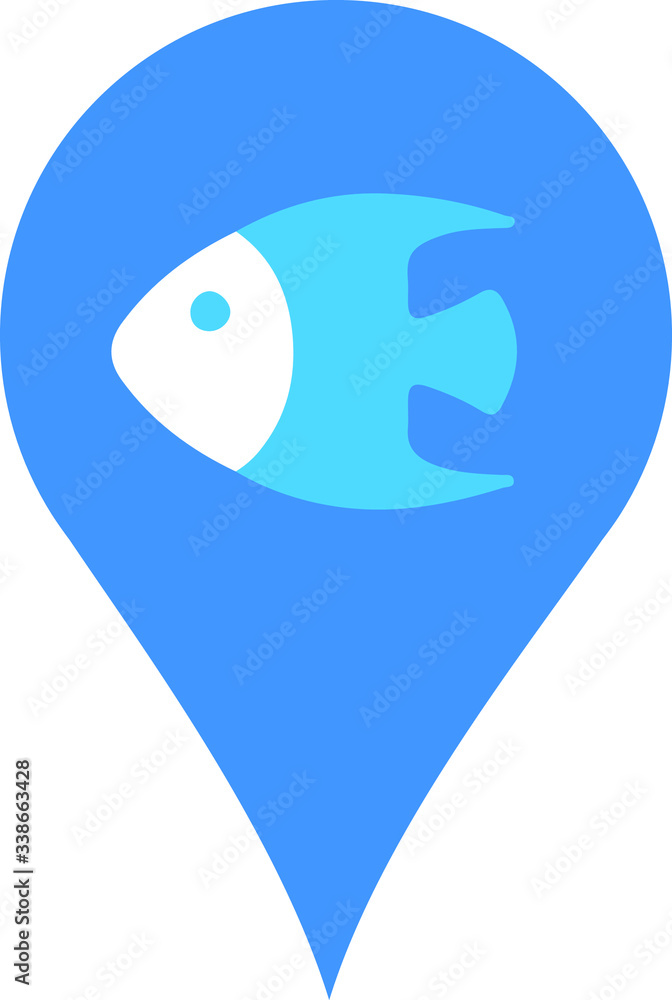 Solid angle fish pattern. Round frame checkpoints related to fish farm, fishing and beautiful fish shop. Vector icon.