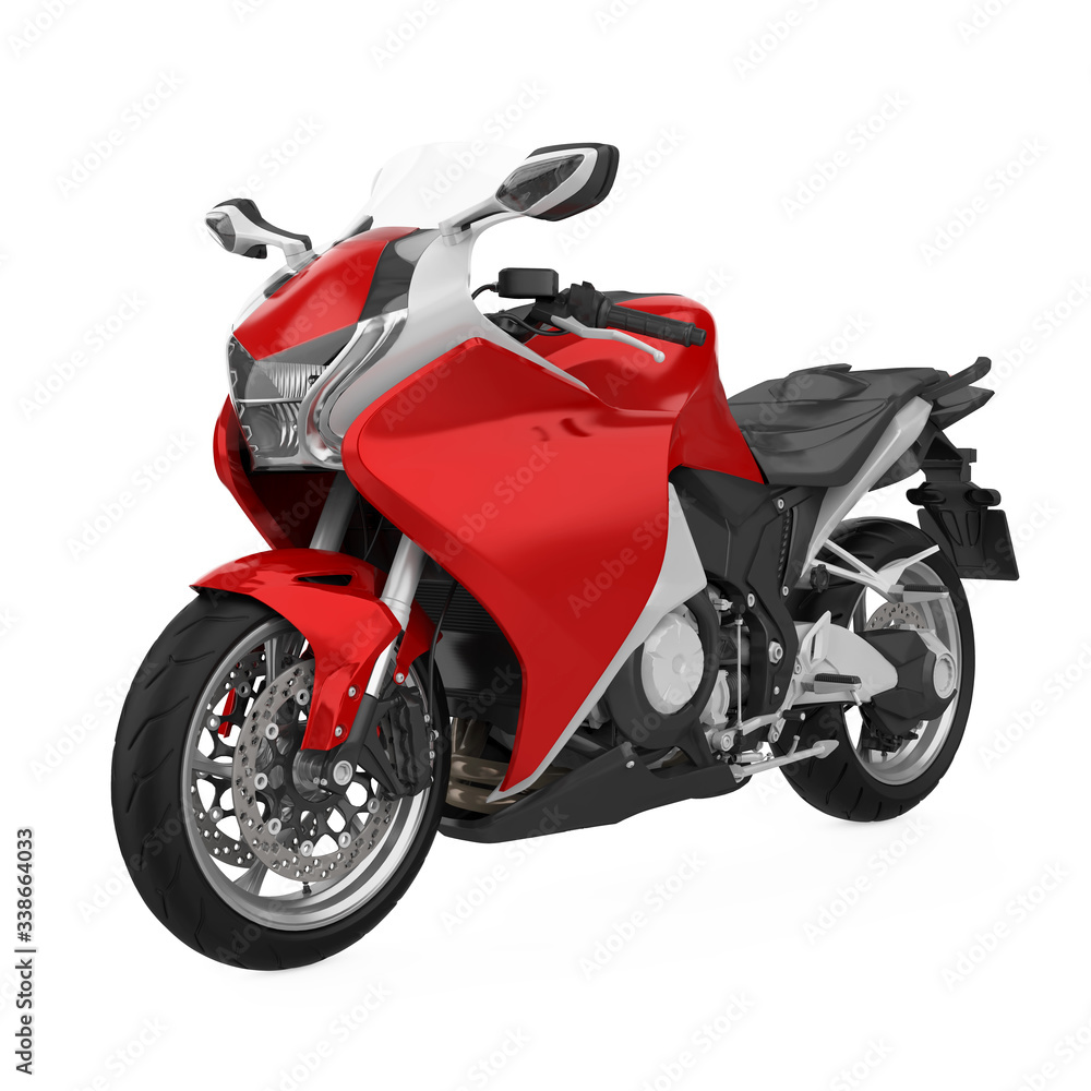 Red Sport Motorcycle Isolated