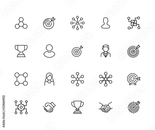 Simple set of leadership icons in trendy line style.