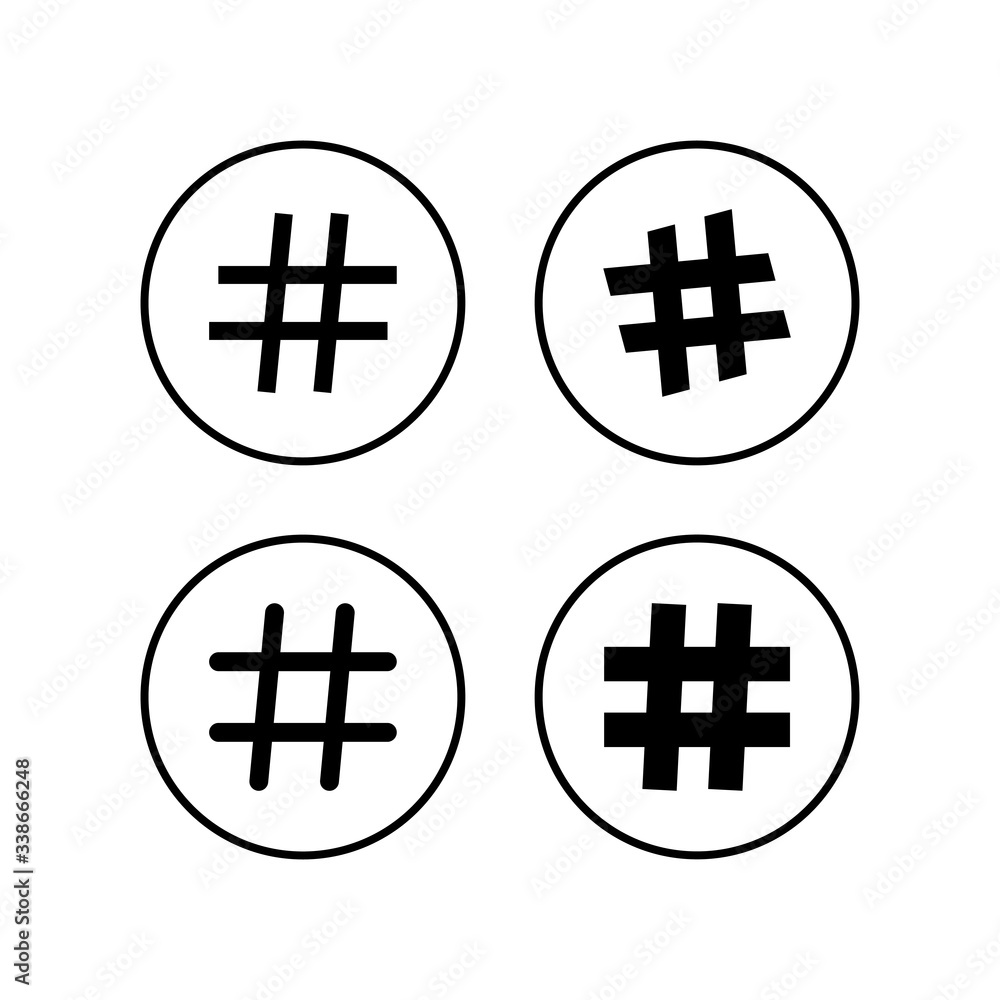 Obraz premium Hashtag icons set. black hashtag icon