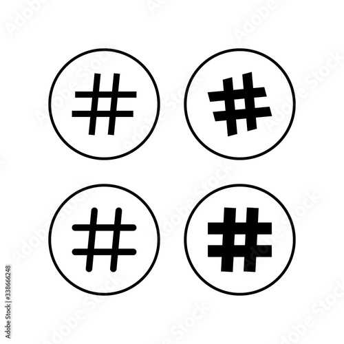 Hashtag icons set. black hashtag icon