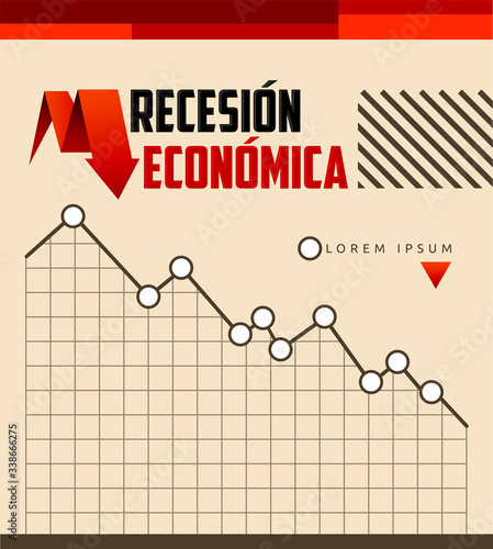 Recesion Economica, Economic Recession Spanish text vector design.