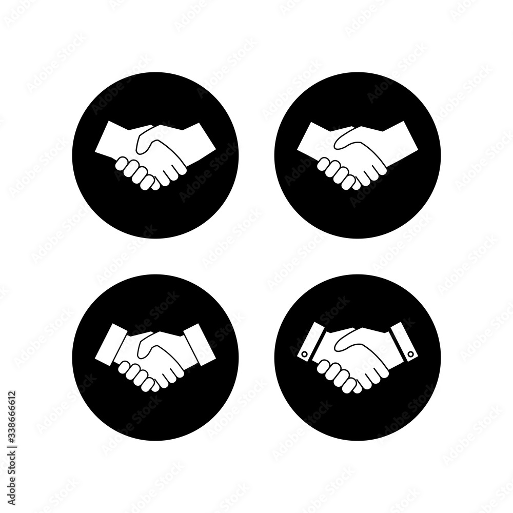Handshake icons set. Business handshake. contract agreement. Trust icon vector. Deal. Done. partnership icon Handshake icons set. Business handshake. contract agreement. Trust icon vector. Deal. Done. partnership icon