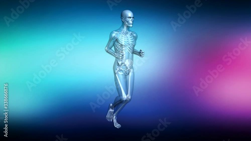 3D animation running morphining into human