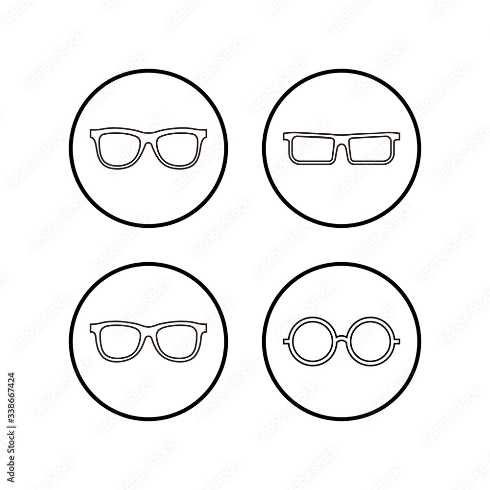 Glasses icons set vector. Stylish Eyeglasses. Glasses icon. Optical concept Glasses icons set vector. Stylish Eyeglasses. Glasses icon. Optical concept