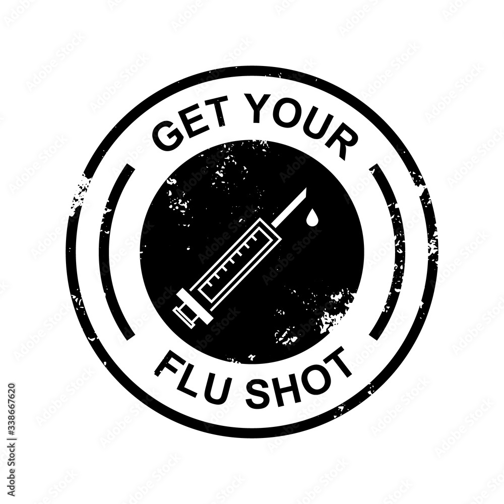 Get your flu shot vaccine sign badge Get your flu shot vaccine sign badge