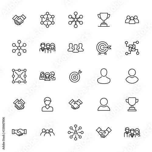 Simple set of leadership icons in trendy line style.