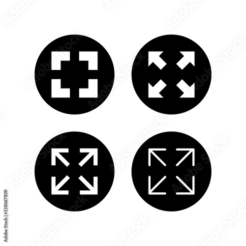 Fullscreen Icons set. Expand to full screen icon for apps and websites. Fullscreen sign icon. Arrows symbol