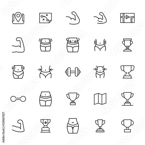 Stroke line icons set of lifestyle.