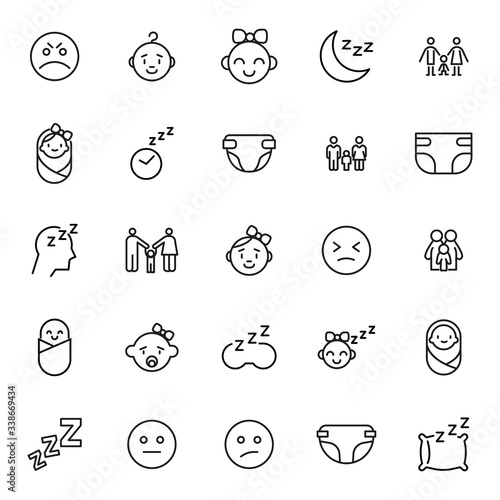 Icon set of baby.