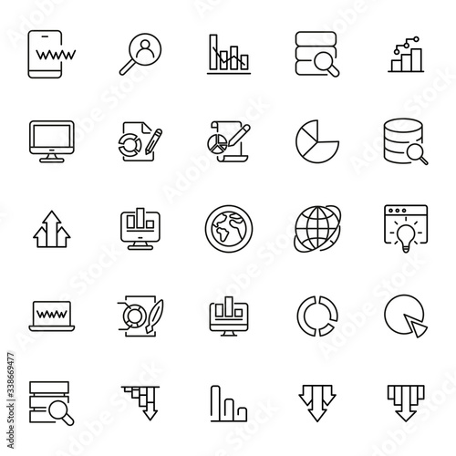 Simple set of big data modern thin line icons.