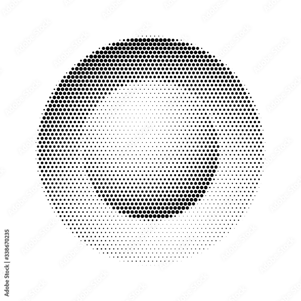 Button in halftone isolated on white backdrop
