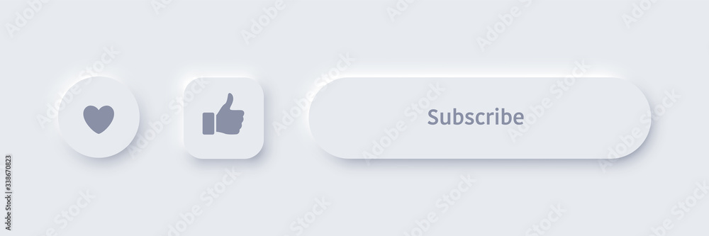 Vector neomorphism design white subscribe buttons Vector neomorphism design white subscribe buttons