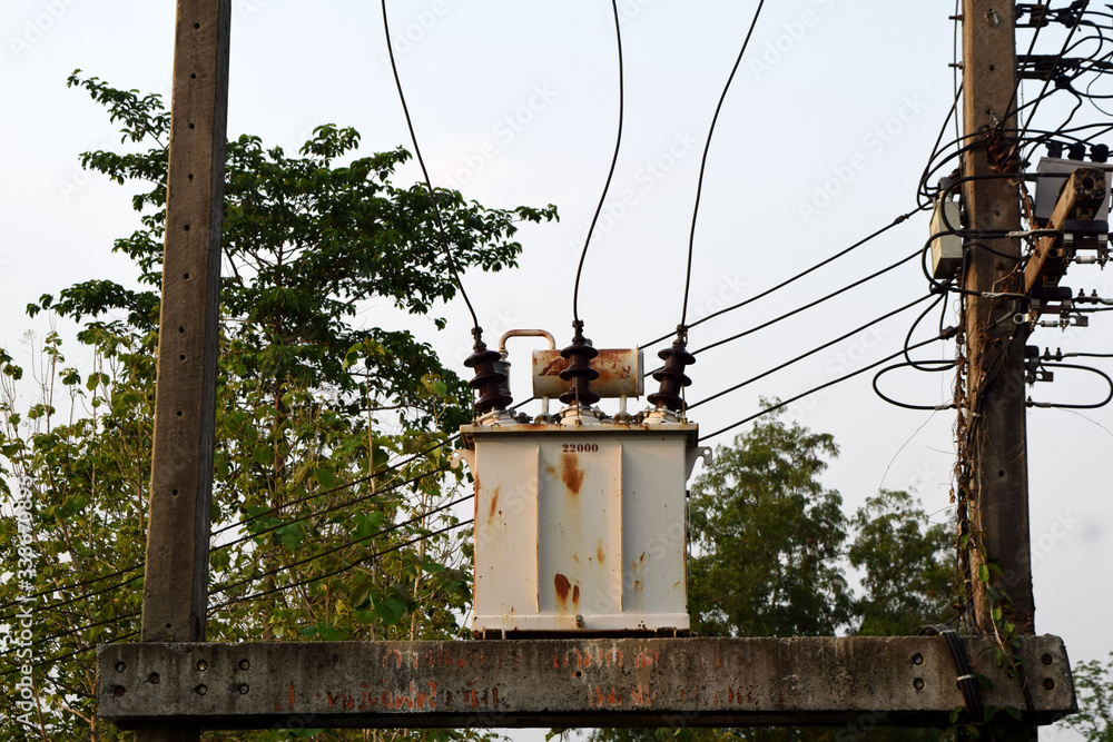 Large transformers are used to convert electricity for small applications.