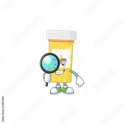 Smart Detective of medicine bottle cartoon character design concept