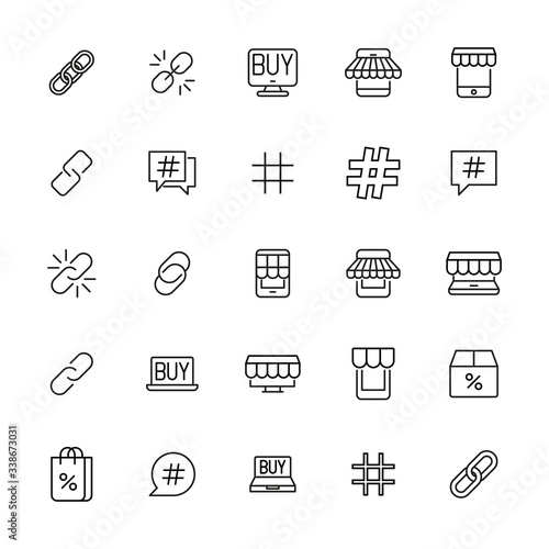 Simple set of digital marketing modern thin line icons.