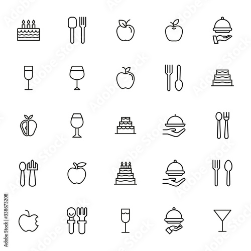 Stroke line icons set of Food. photo