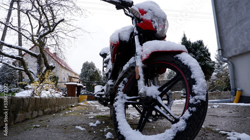 motorcycle in snow