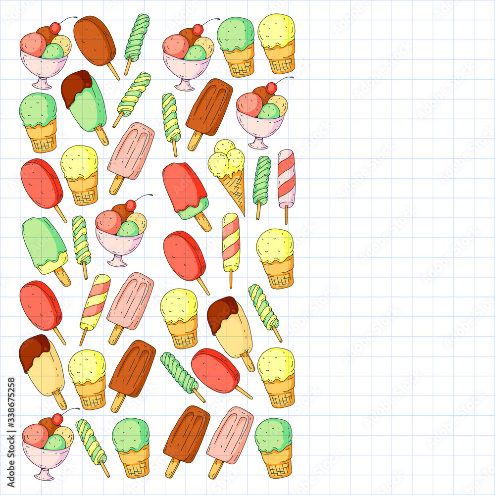 Collection of vector ice creams. Pattern for banners, posters Collection of vector ice creams. Pattern for banners, posters