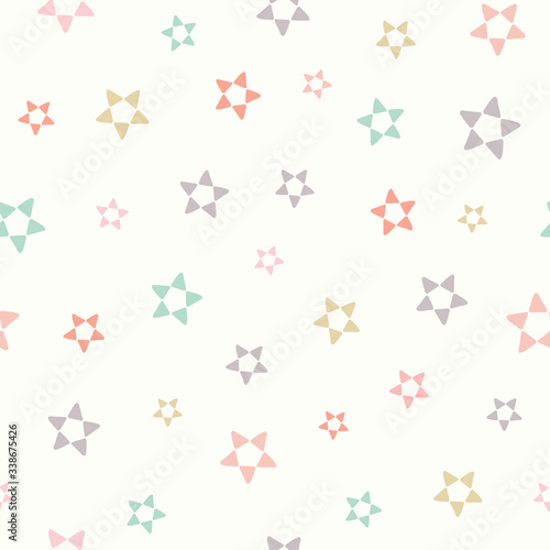 Star pattern background. Cute seamless tossed vector repeat design. Ideal for child and baby projects.