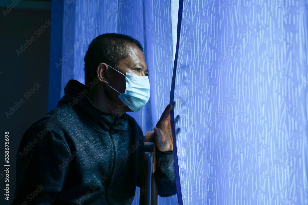 Coronavirus COVID-19 - 2019-nCoV Virus Concept Mask, Surgical Face Masks, Asian Men Wearing Anti-Germ and Dust Masks, Work from home (WFH), Social distancing, Quarantine, Prevent infection concept. Coronavirus COVID-19 - 2019-nCoV Virus Concept Mask, Surgical Face Masks, Asian Men Wearing Anti-Germ and Dust Masks, Work from home (WFH), Social distancing, Quarantine, Prevent infection concept.