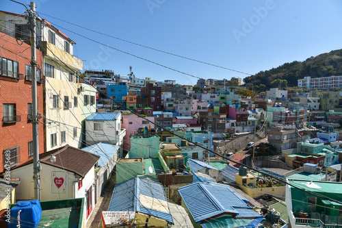 Busan city, South Korea - OCT 31, 2019: Beautiful Gamcheon Culture Village located in Busan city of South Korea. photo