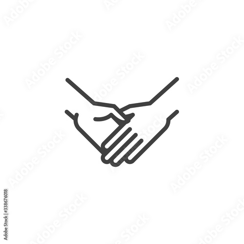 Hands holding each other line icon. linear style sign for mobile concept and web design. Handshake outline vector icon. Friendship symbol, logo illustration. Vector graphics