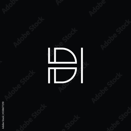 Minimal elegant monogram art logo. Outstanding professional trendy awesome artistic HD DH initial based Alphabet icon logo. Premium Business logo White color on black background