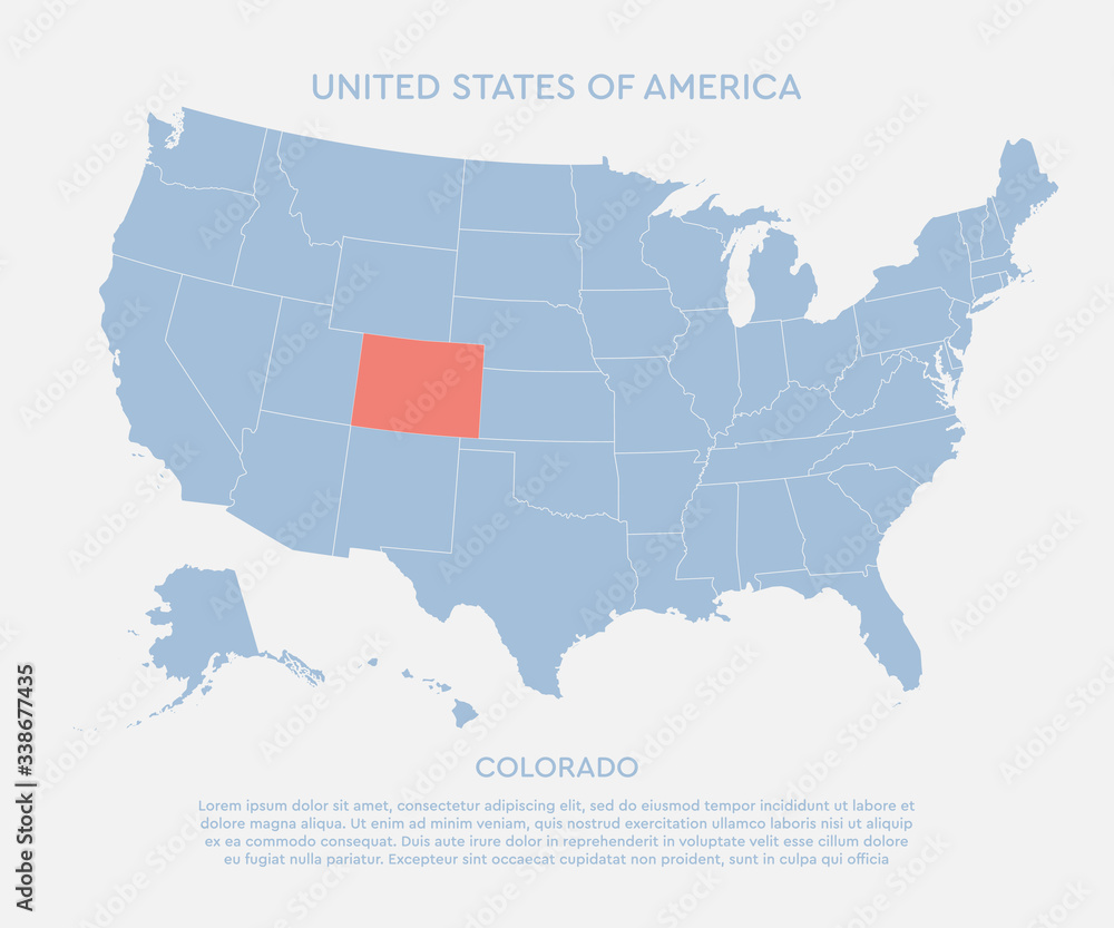 United states of America, state Colorado USA map