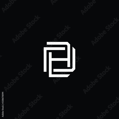 Minimal elegant monogram art logo. Outstanding professional trendy awesome artistic H DH HD initial based Alphabet icon logo. Premium Business logo White color on black background