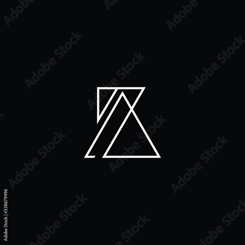Minimal elegant monogram art logo. Outstanding professional trendy awesome artistic AZ ZA initial based Alphabet icon logo. Premium Business logo White color on black background