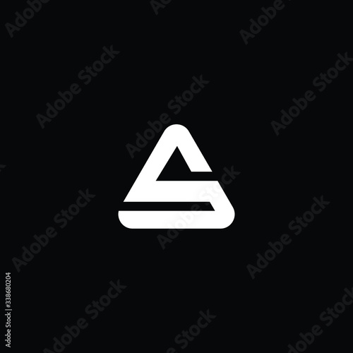 Minimal elegant monogram art logo. Outstanding professional trendy awesome artistic S  AS SA initial based Alphabet icon logo. Premium Business logo White color on black background