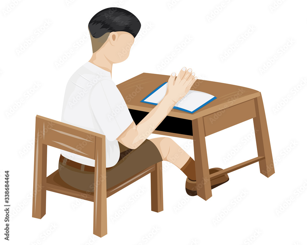 Fototapeta premium isolated one student boy sitting on chair vector design