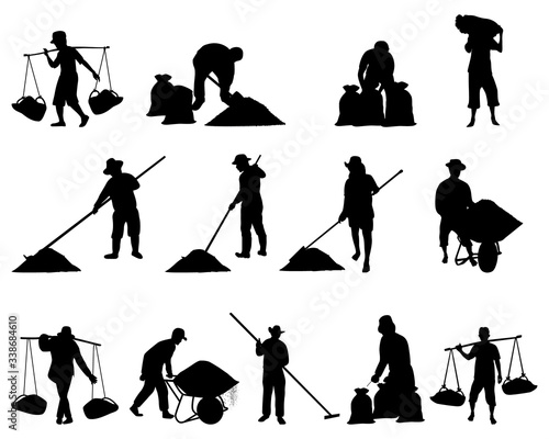 silhouette agriculturist cartoon shape vector design